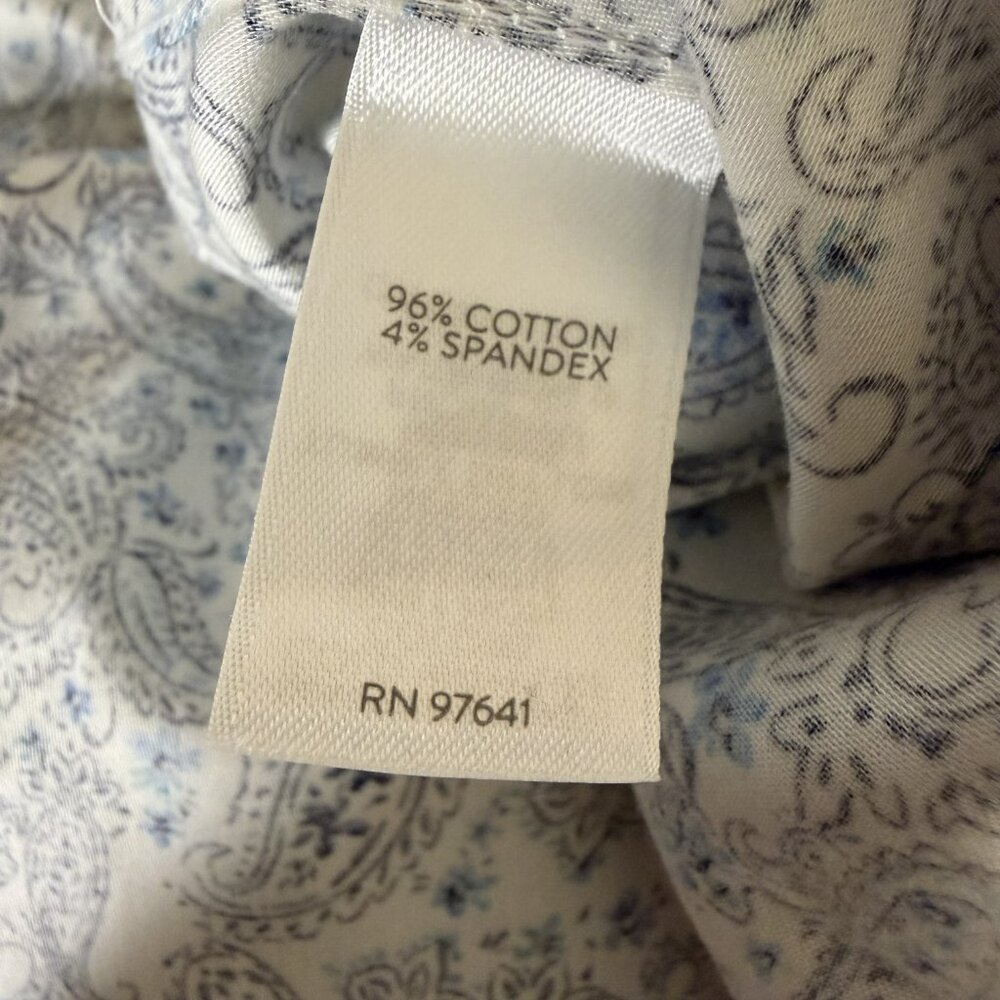 J Jill Non Iron Collection Tunic Top Blouse Shirt Paisley Blue Cream 2X NWT - Picture 9 of 10